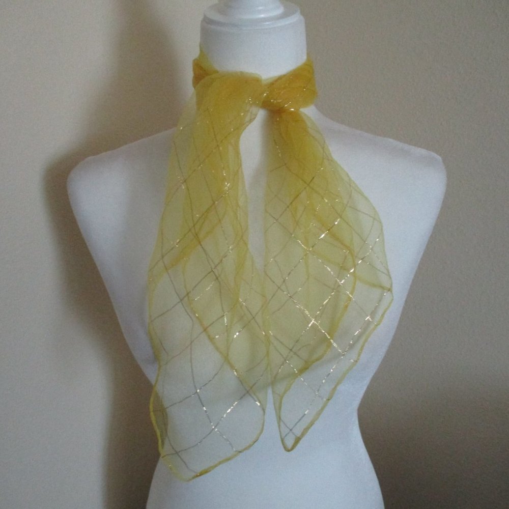 1950s bright yellow chiffon scarf